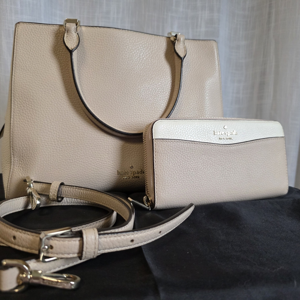 Kate Spade Leila Medium Triple Compartment Satchel, Large Continental Wallet - Picture 3 of 16
